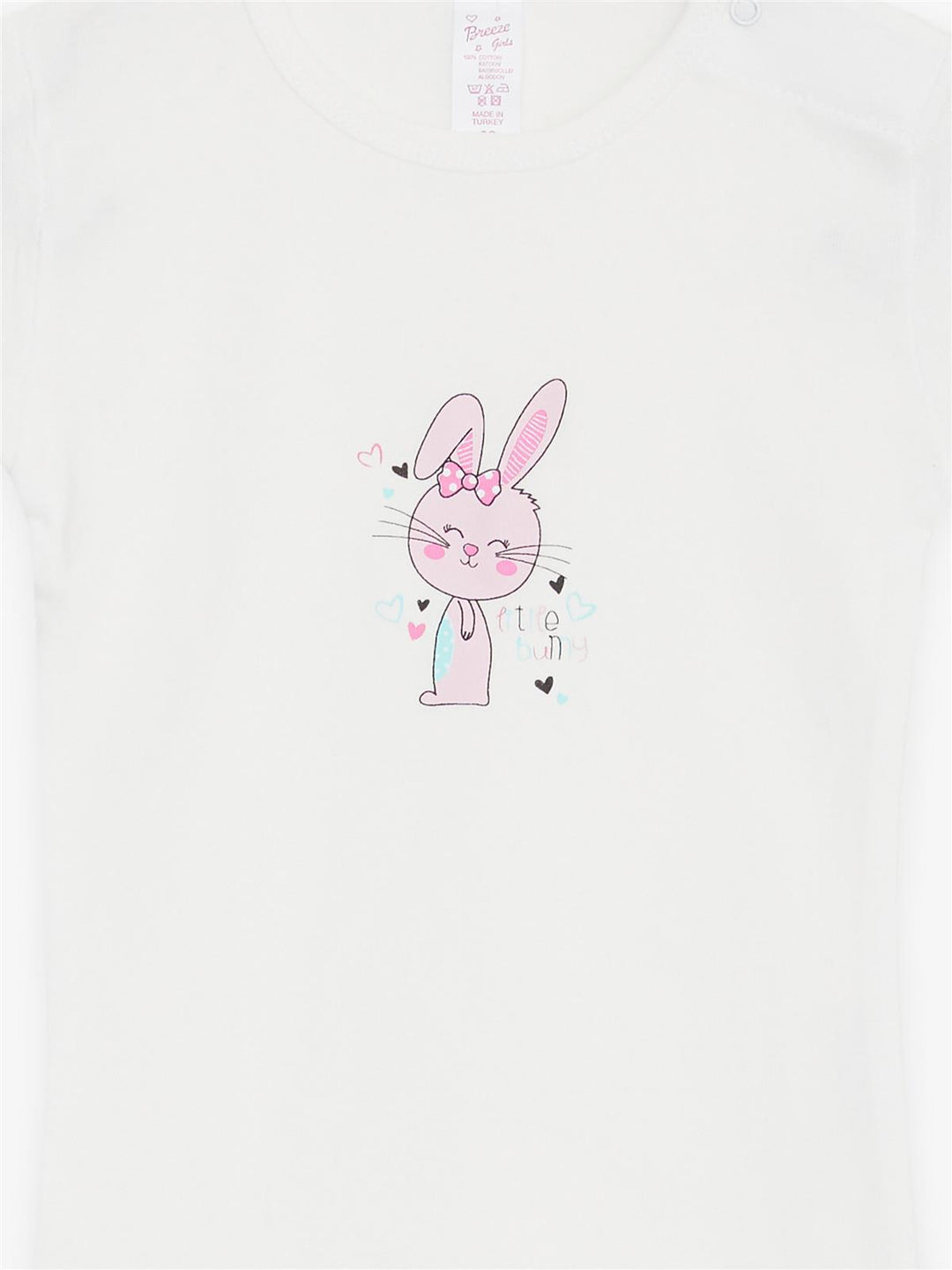 BRE Breeze Baby Girl Snap Fastener Bodysuit with Small Bunny Print, 9 Months-3 Years, Ecru - Bloomington
