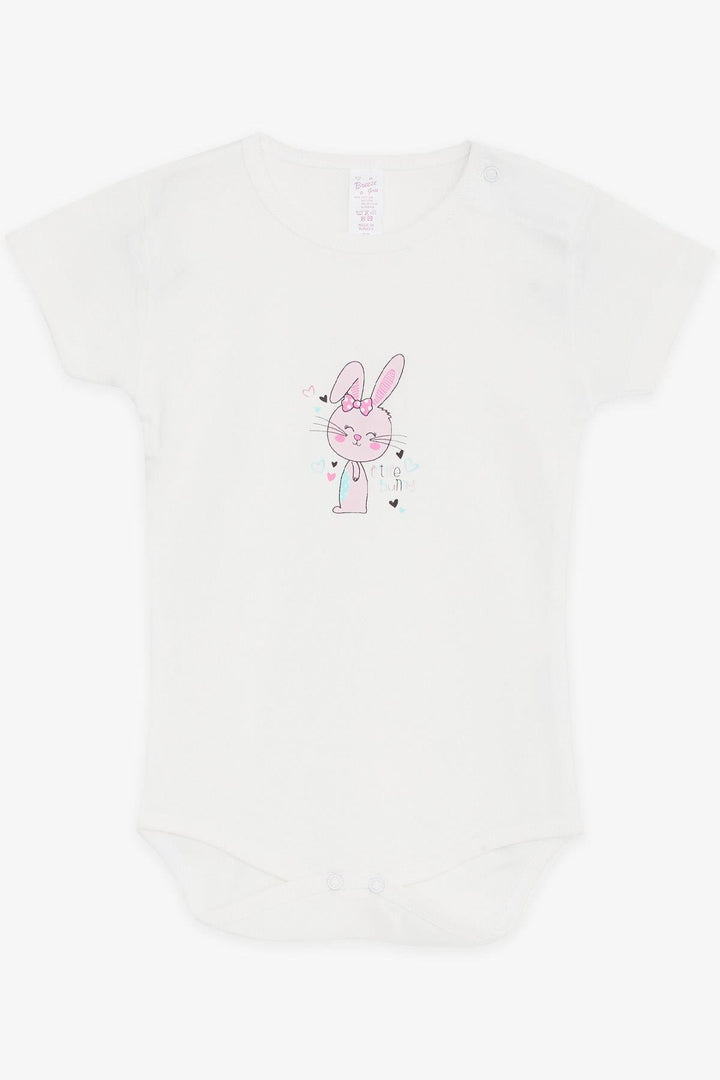 BRE Breeze Baby Girl Snap Fastener Bodysuit with Small Bunny Print, 9 Months-3 Years, Ecru - Bloomington