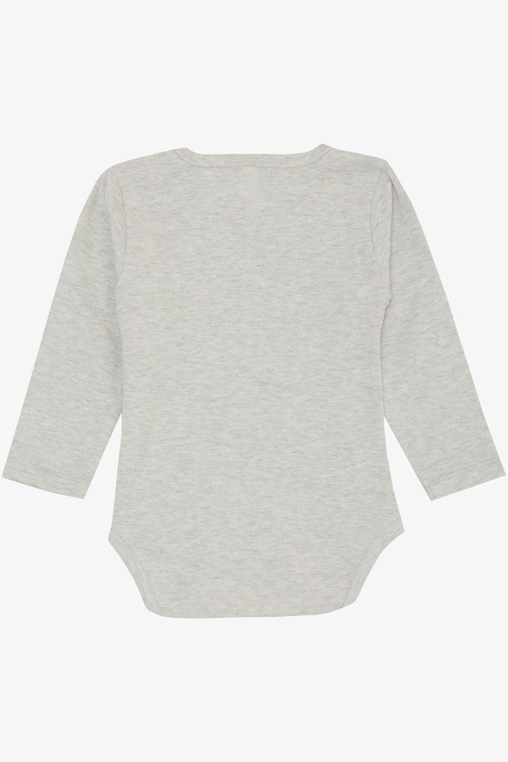 BRE Breeze Baby Girl Snap Bodysuit Cute Baby Cat Printed 9 Months-3 Years, Light Grey Melange - Satu Mare