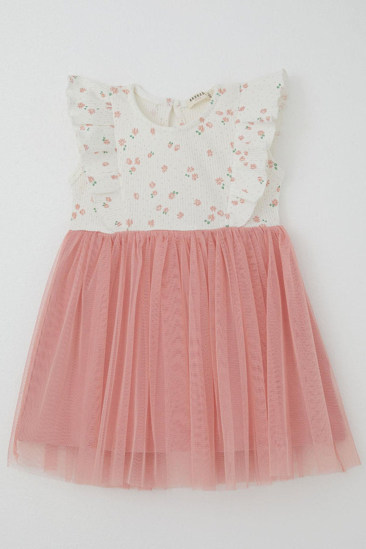 BRE Breeze Baby Girl Dress Floral Tulle Frilly 9 Months-3 Years, Ecru - Lisburn