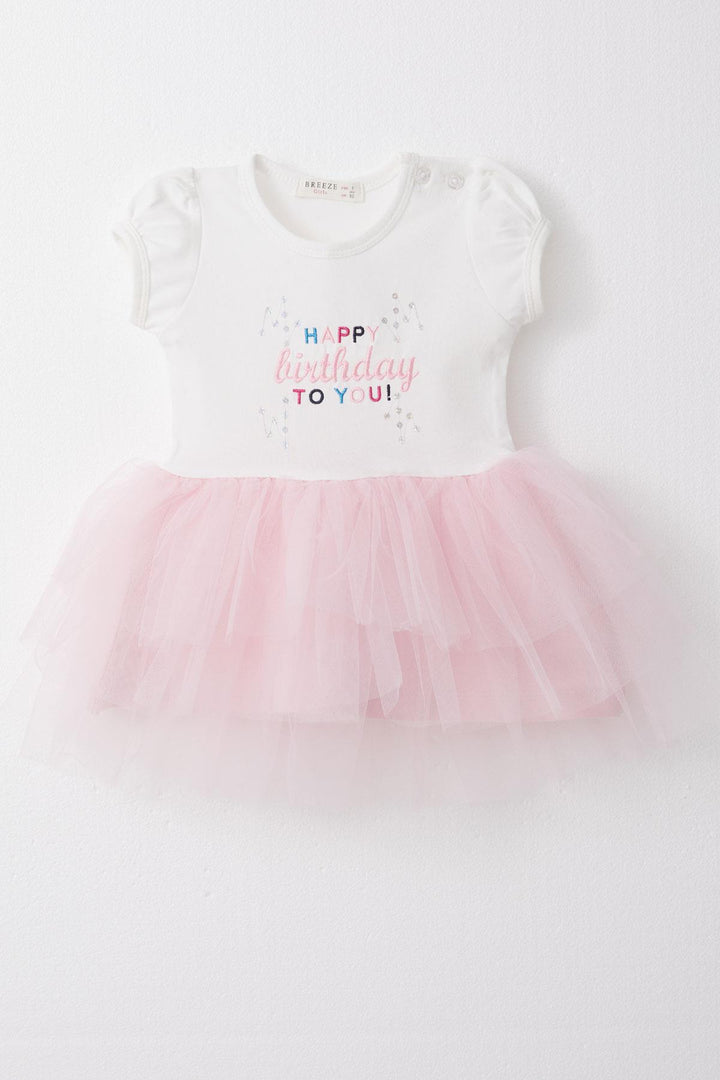 BRE Breeze Girl Baby Dress Birthday Themed Writing Embroidered 6 Months-2 Years, White - San Felipe Orizatlán