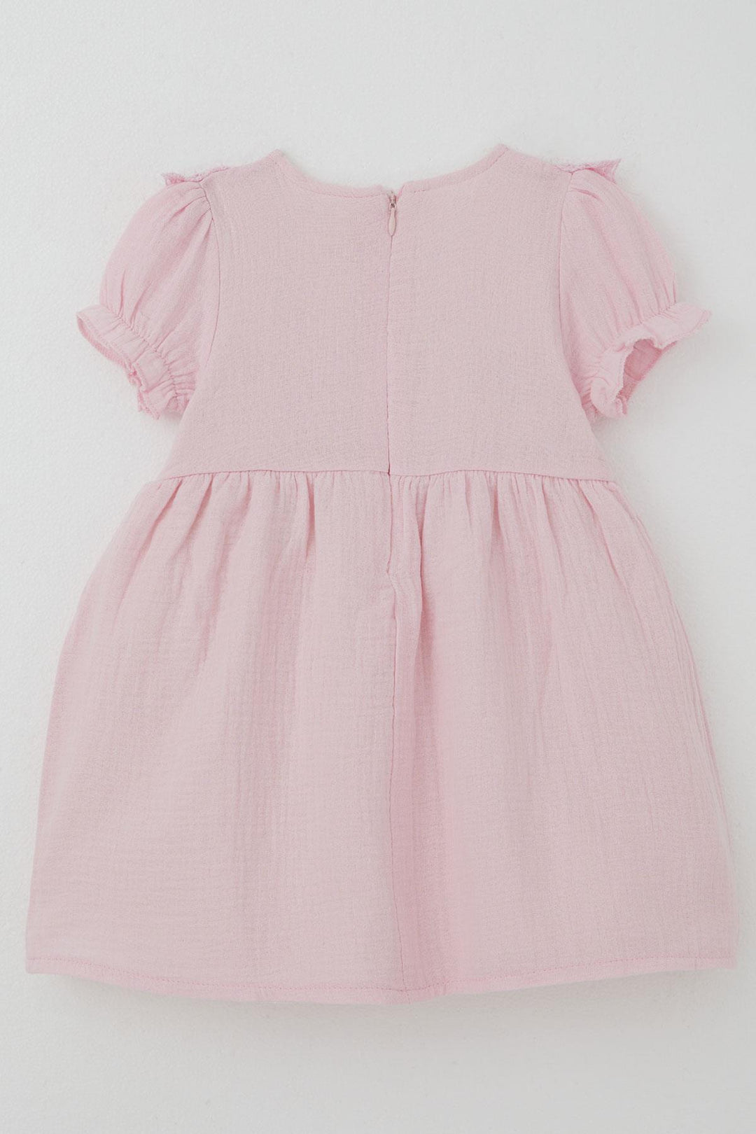 BRE Breeze Baby Girl Dress with Lace Detailed Shoulders and Elastic Sleeves 9 Months-3 Years, Pink - Winter Springs