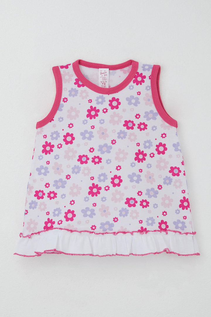 BRE Breeze Baby Girl Dress with Colorful Flower Patterned Ruffled Skirt Detail 0-6 Months, White - Ercolano