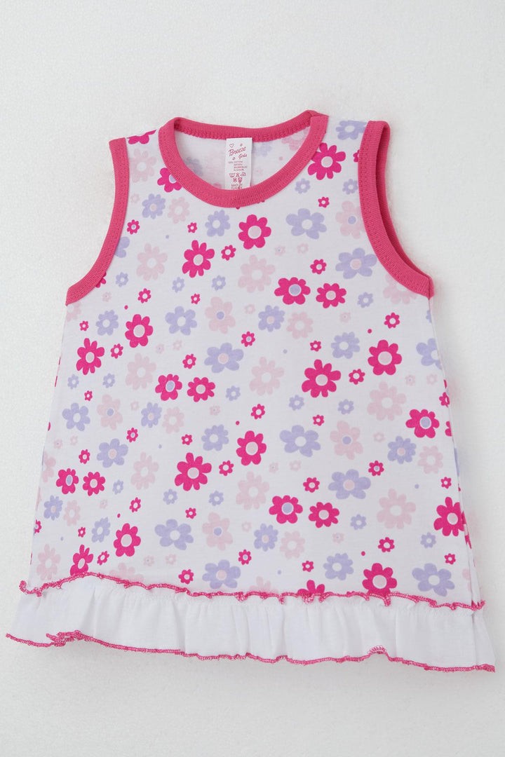 BRE Breeze Baby Girl Dress with Colorful Flower Patterned Ruffled Skirt Detail 0-6 Months, White - Ercolano