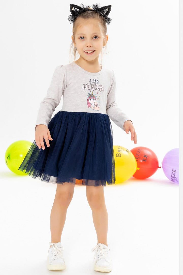 BRE Breeze Girl's Dress Unicorn Printed 1.5-5 Years, Beige Melange - Palm Desert