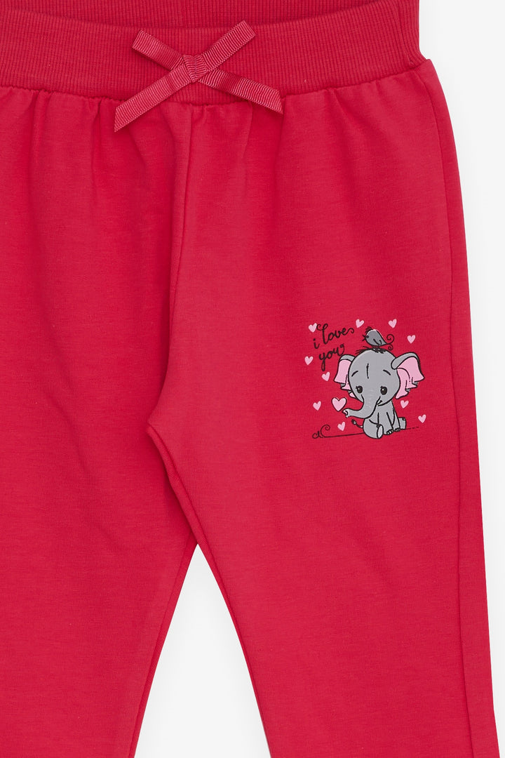 BRE Breeze Baby Girl Sweatpants Baby Elephant Printed 6 Months-2 Years, Fuchsia - Wembley