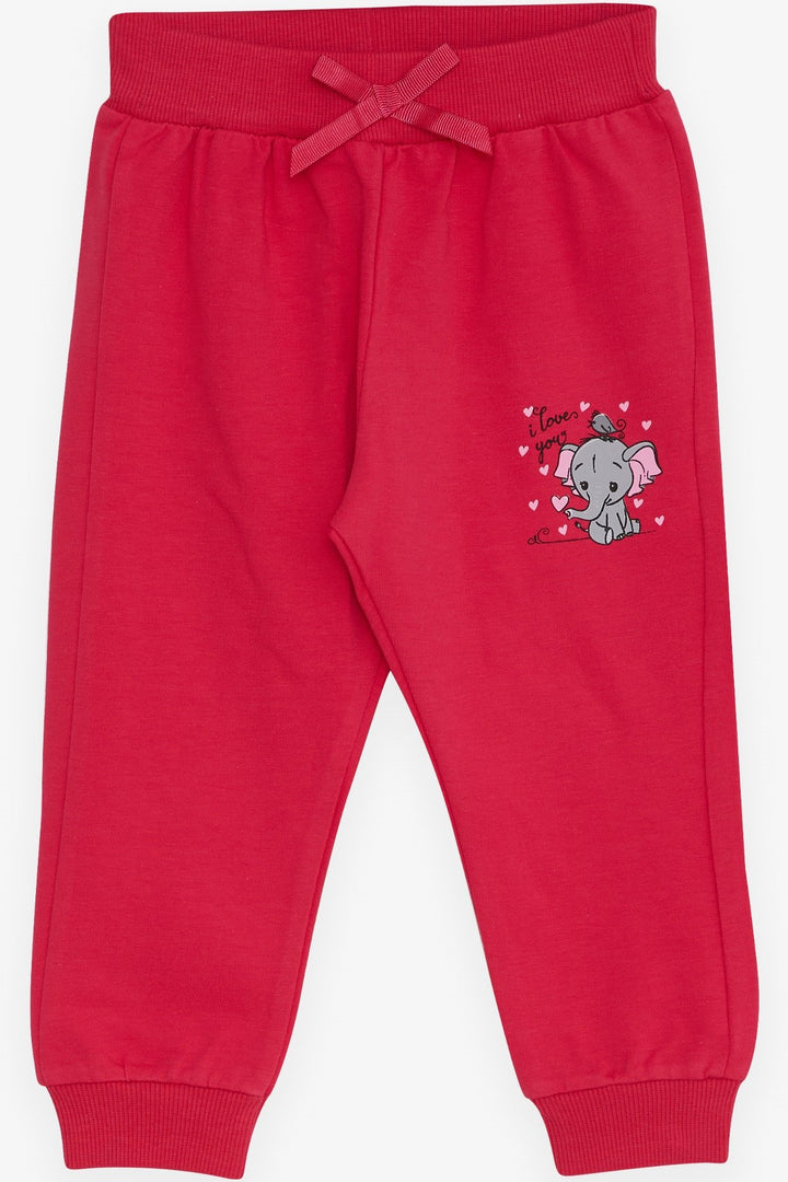 BRE Breeze Baby Girl Sweatpants Baby Elephant Printed 6 Months-2 Years, Fuchsia - Wembley