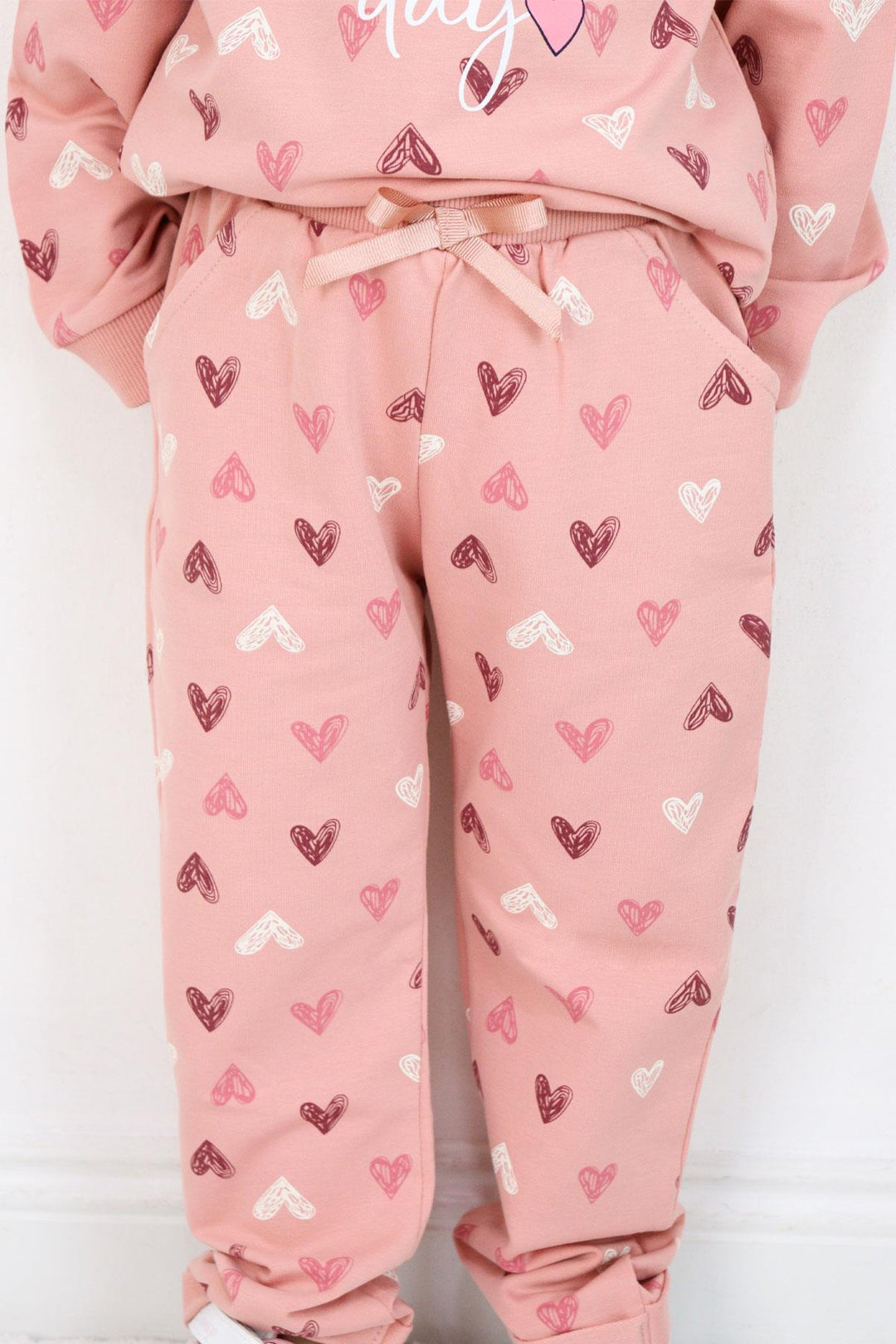 BRE Breeze Girl Baby Tracksuit Heart Patterned with Printed Text 1-4 Years, Rose Pink - Racine