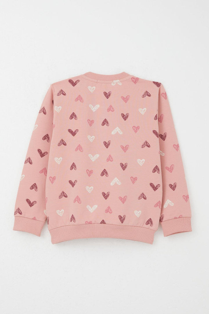 BRE Breeze Girl Baby Tracksuit Heart Patterned with Printed Text 1-4 Years, Rose Pink - Racine