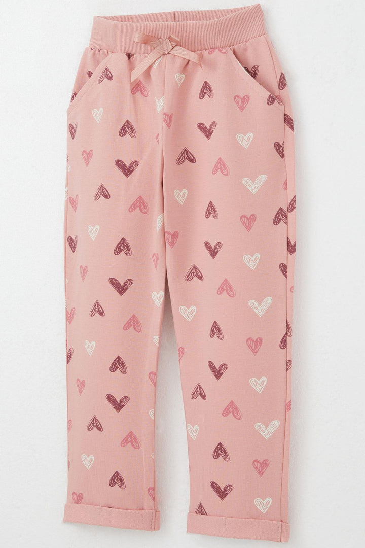 BRE Breeze Girl Baby Tracksuit Heart Patterned with Printed Text 1-4 Years, Rose Pink - Racine
