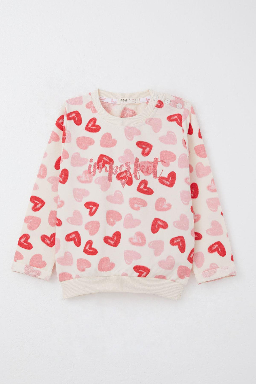BRE Breeze Girl Baby Tracksuit Set Heart Dream Pants Bow 9 Months-3 Years, Cream - Buzău