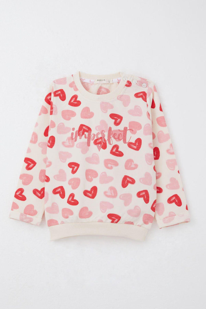 BRE Breeze Girl Baby Tracksuit Set Heart Dream Pants Bow 9 Months-3 Years, Cream - Buzău