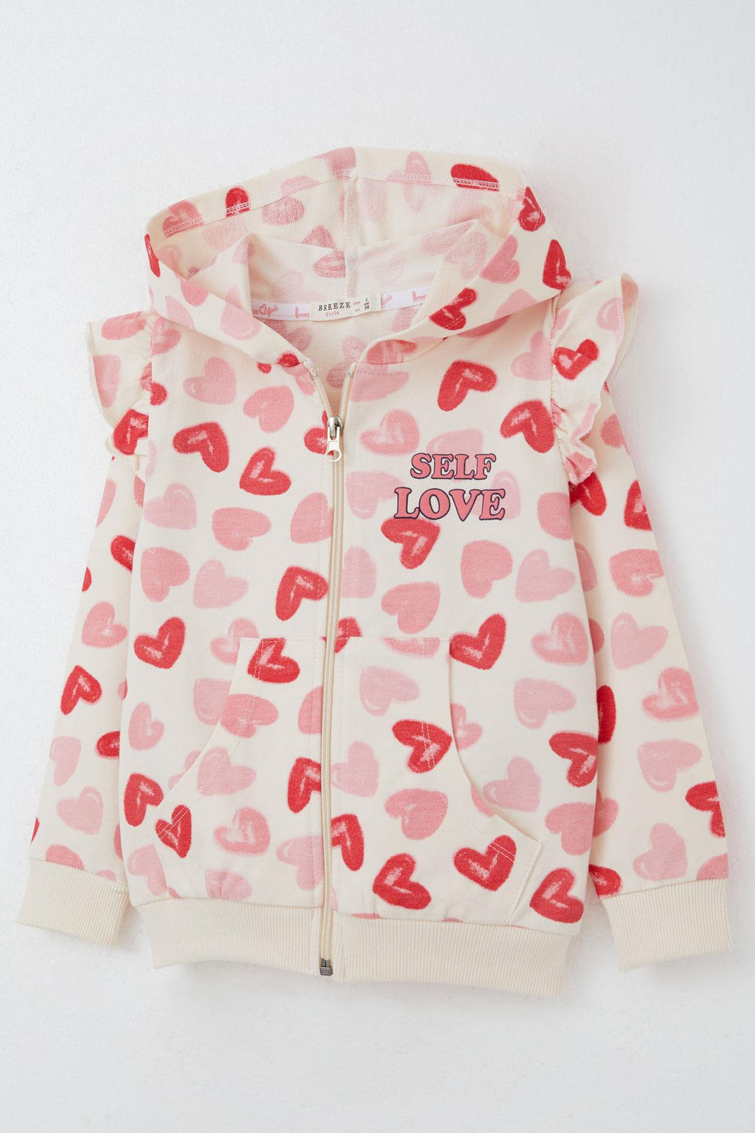 BRE Breeze Girl Baby Tracksuit Heart Dream Frilled Shoulder 9 Months-3 Years, Cream - Six-Fours-les-Plages