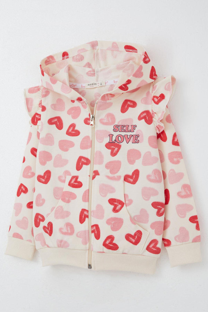 BRE Breeze Girl Baby Tracksuit Heart Dream Frilled Shoulder 9 Months-3 Years, Cream - Six-Fours-les-Plages