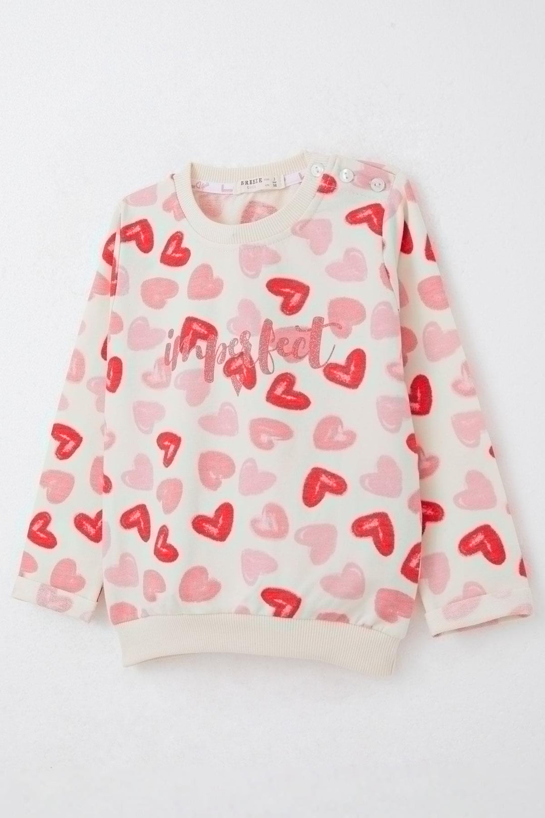 BRE Breeze Girl Baby Tracksuit Set Heart Dream Pants Bow 9 Months-3 Years, Cream - Buzău