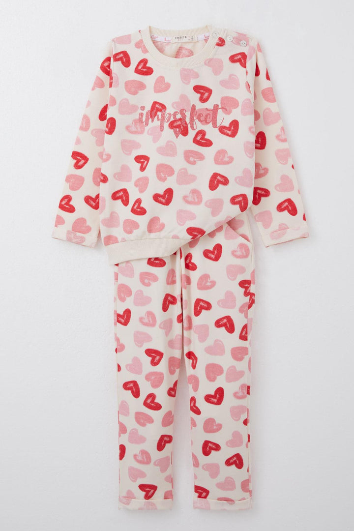 BRE Breeze Girl Baby Tracksuit Set Heart Dream Pants Bow 9 Months-3 Years, Cream - Buzău