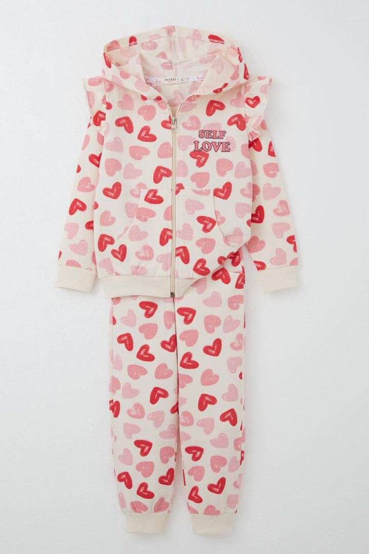 BRE Breeze Girl Baby Tracksuit Heart Dream Frilled Shoulder 9 Months-3 Years, Cream - Six-Fours-les-Plages