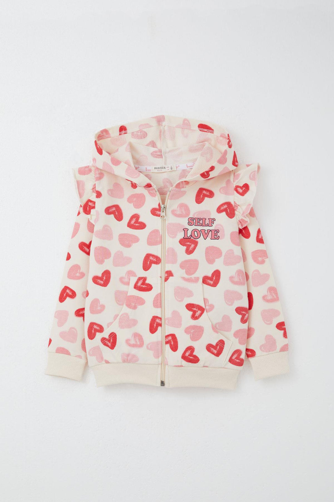 BRE Breeze Girl Baby Tracksuit Heart Dream Frilled Shoulder 9 Months-3 Years, Cream - Six-Fours-les-Plages