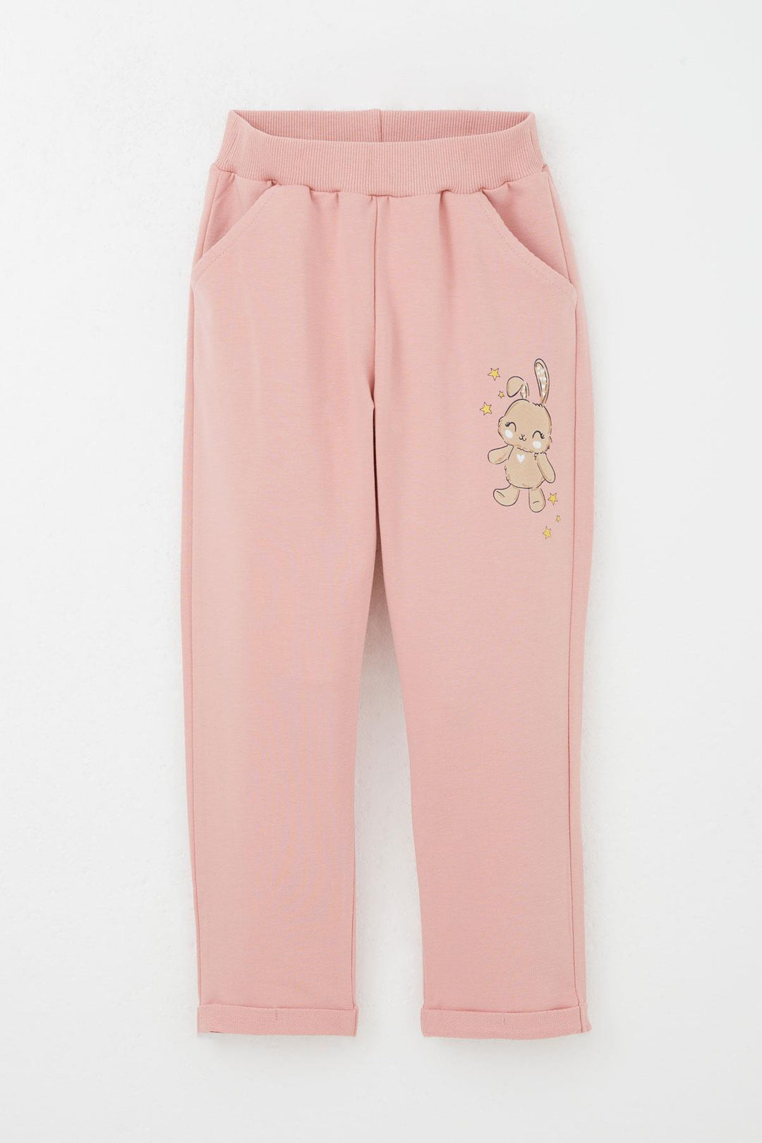BRE Breeze Girl Baby Tracksuit Happy Friends Bunny Printed Floral 9 Months-3 Years, Pink - Stains