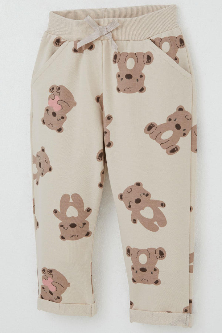BRE Breeze Girl Baby Tracksuit Happy Bear Patterned 6 Months-2 Years, Beige - Torrente