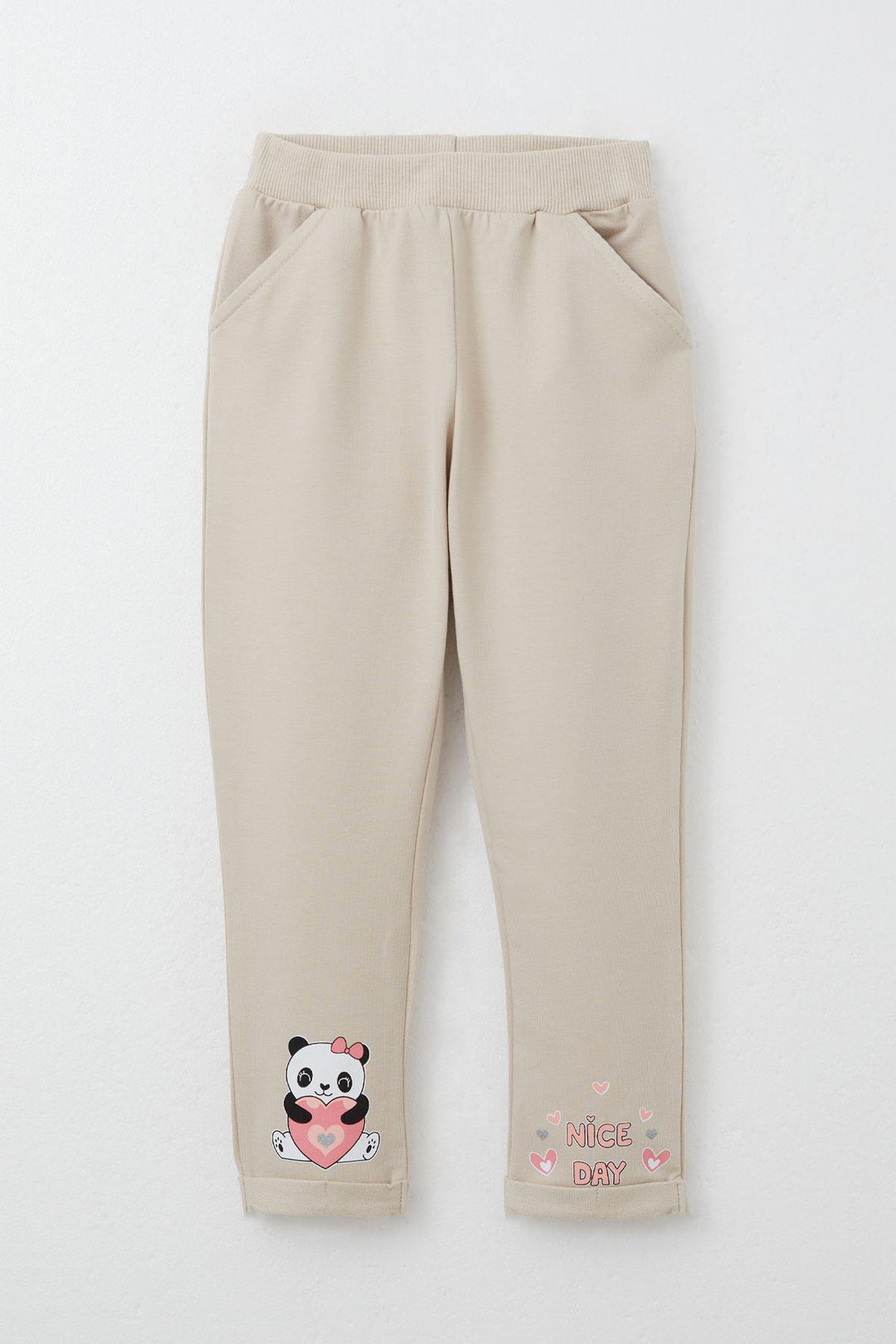 BRE Breeze Girl Baby Tracksuit Happy Panda Printed 9 Months-3 Years, Beige - Batumi