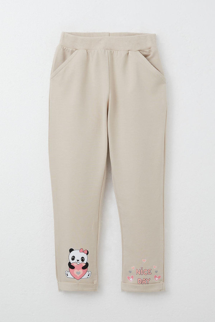 BRE Breeze Girl Baby Tracksuit Happy Panda Printed 9 Months-3 Years, Beige - Batumi