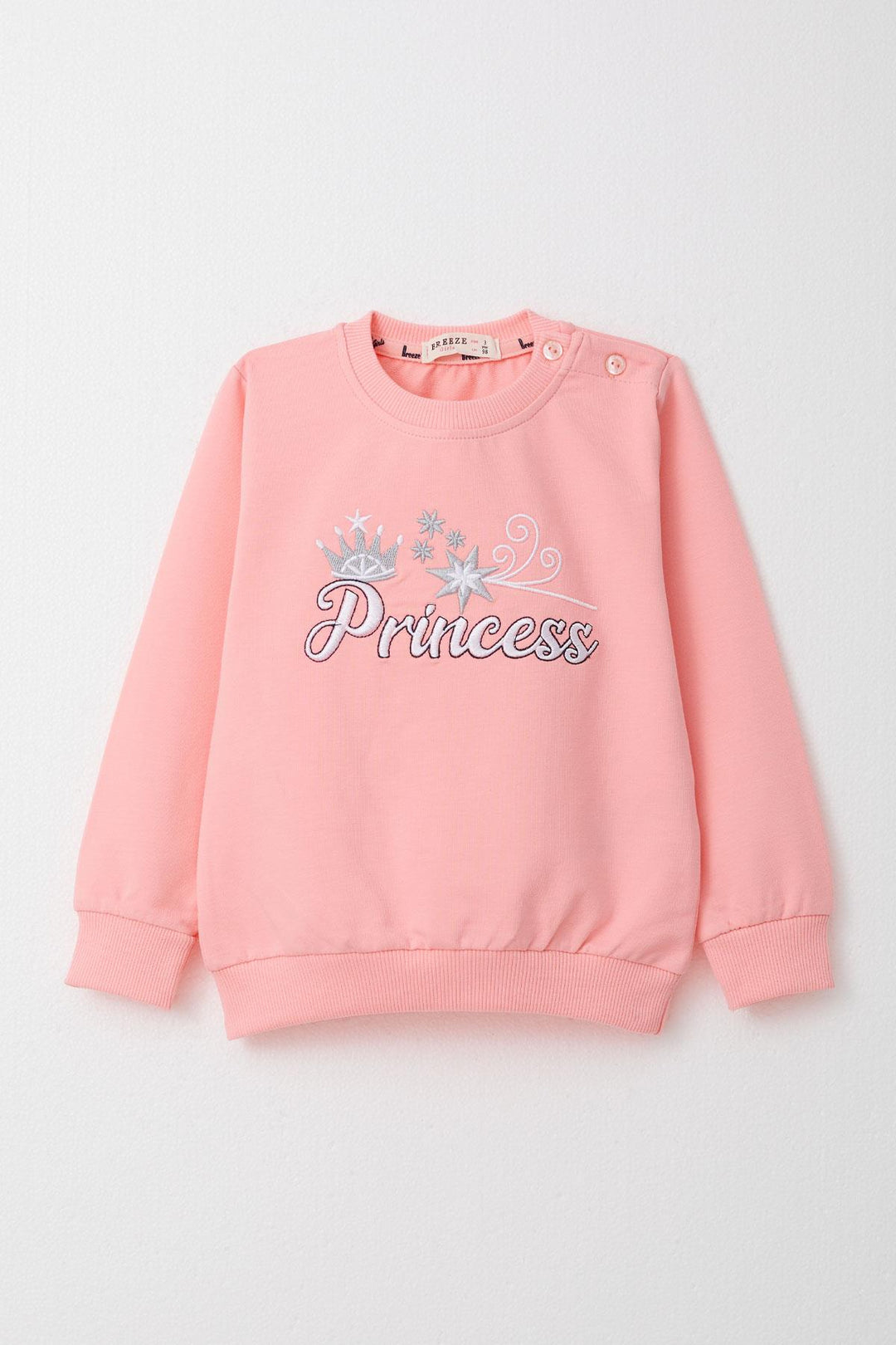 BRE Breeze Baby Girl Tracksuit Set Princess Embroidered Summer Writing 9 Months-3 Years, Pink - Darlington