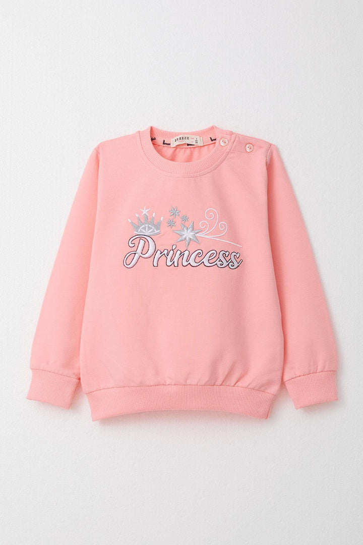 BRE Breeze Baby Girl Tracksuit Set Princess Embroidered Summer Writing 9 Months-3 Years, Pink - Darlington
