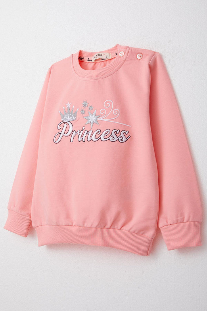 BRE Breeze Baby Girl Tracksuit Set Princess Embroidered Summer Writing 9 Months-3 Years, Pink - Darlington
