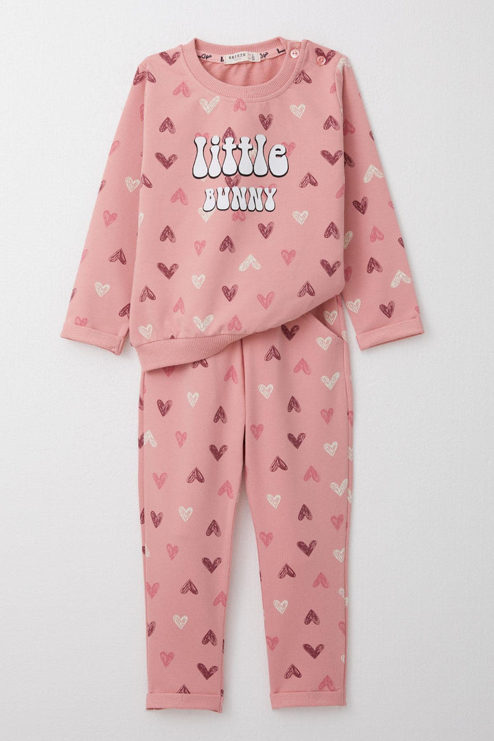 BRE Breeze Girl Baby Tracksuit Colorful Heart Patterned 9 Months-3 Years, Rose Pink - Oklahoma City