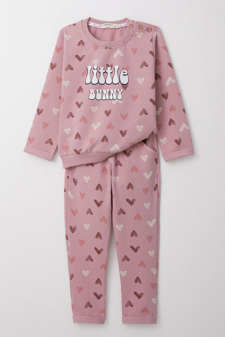 BRE Breeze Girl Baby Tracksuit Colorful Heart Patterned 9 Months-3 Years, Rose Pink - Licata