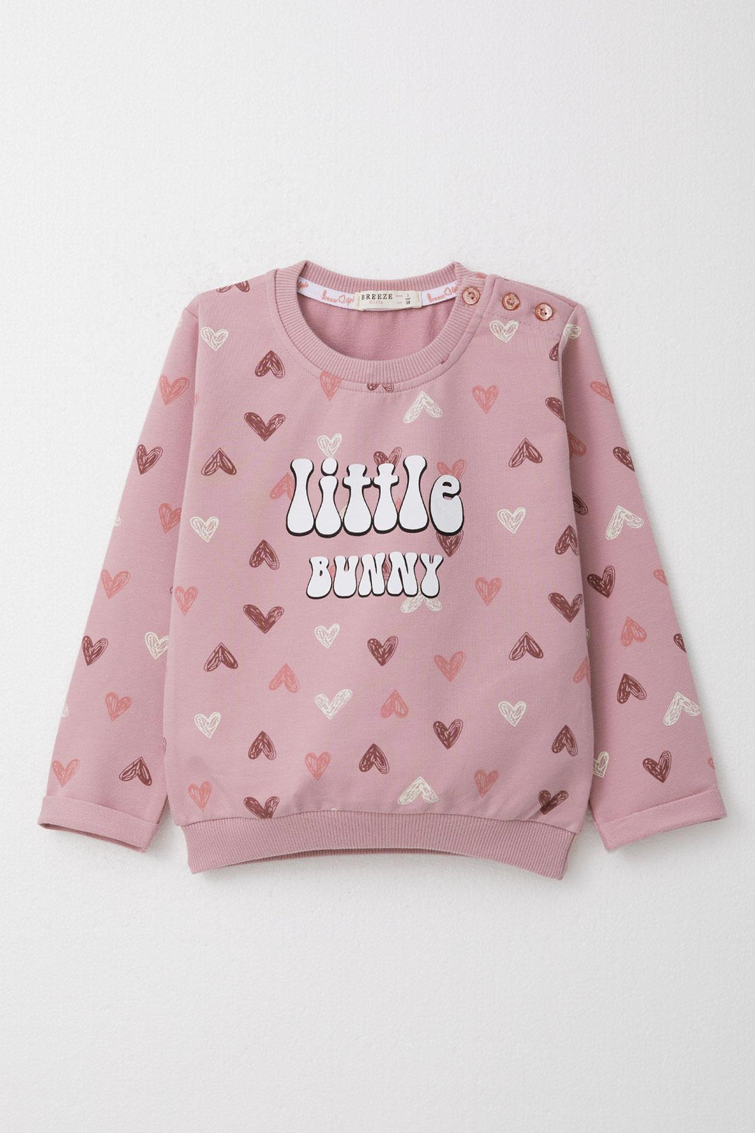 BRE Breeze Girl Baby Tracksuit Colorful Heart Patterned 9 Months-3 Years, Rose Pink - Licata