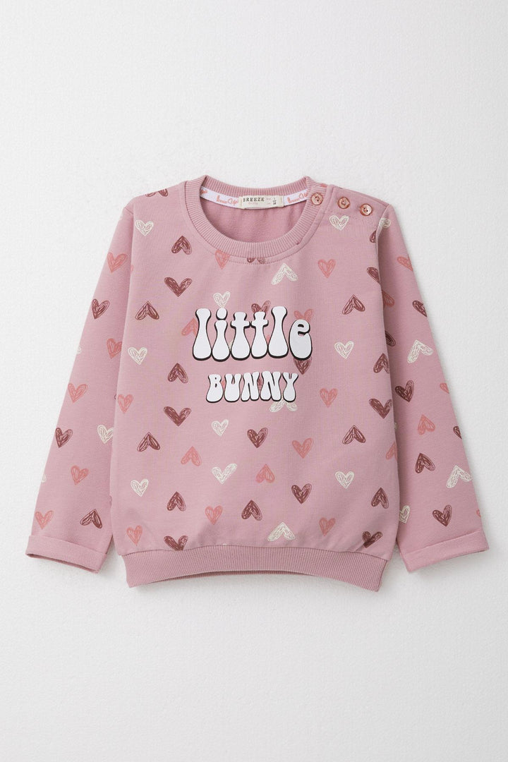 BRE Breeze Girl Baby Tracksuit Colorful Heart Patterned 9 Months-3 Years, Rose Pink - Licata