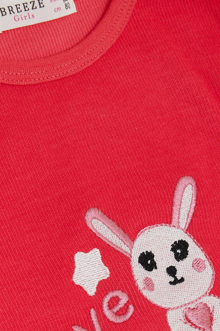 BRE Breeze Girl Baby Tracksuit Love Themed Cute Bunny Embroidered 6 Months-2 Years, Pomegranate - Kansas City