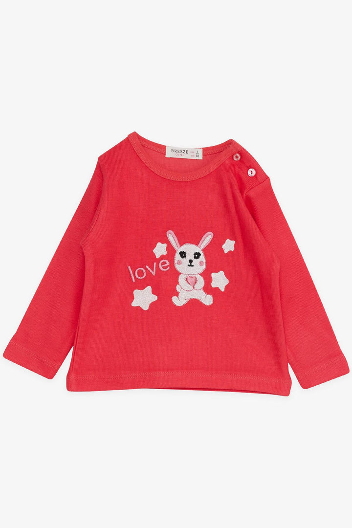 BRE Breeze Girl Baby Tracksuit Love Themed Cute Bunny Embroidered 6 Months-2 Years, Pomegranate - Kansas City