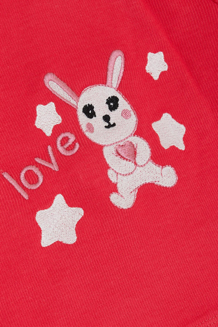 BRE Breeze Girl Baby Tracksuit Love Themed Cute Bunny Embroidered 6 Months-2 Years, Pomegranate - Kansas City