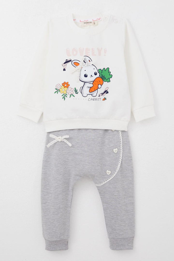 BRE Breeze Baby Girl Tracksuit Cute Carrot Bunny Printed 6 Months-2 Years, Ecru - Barreiro