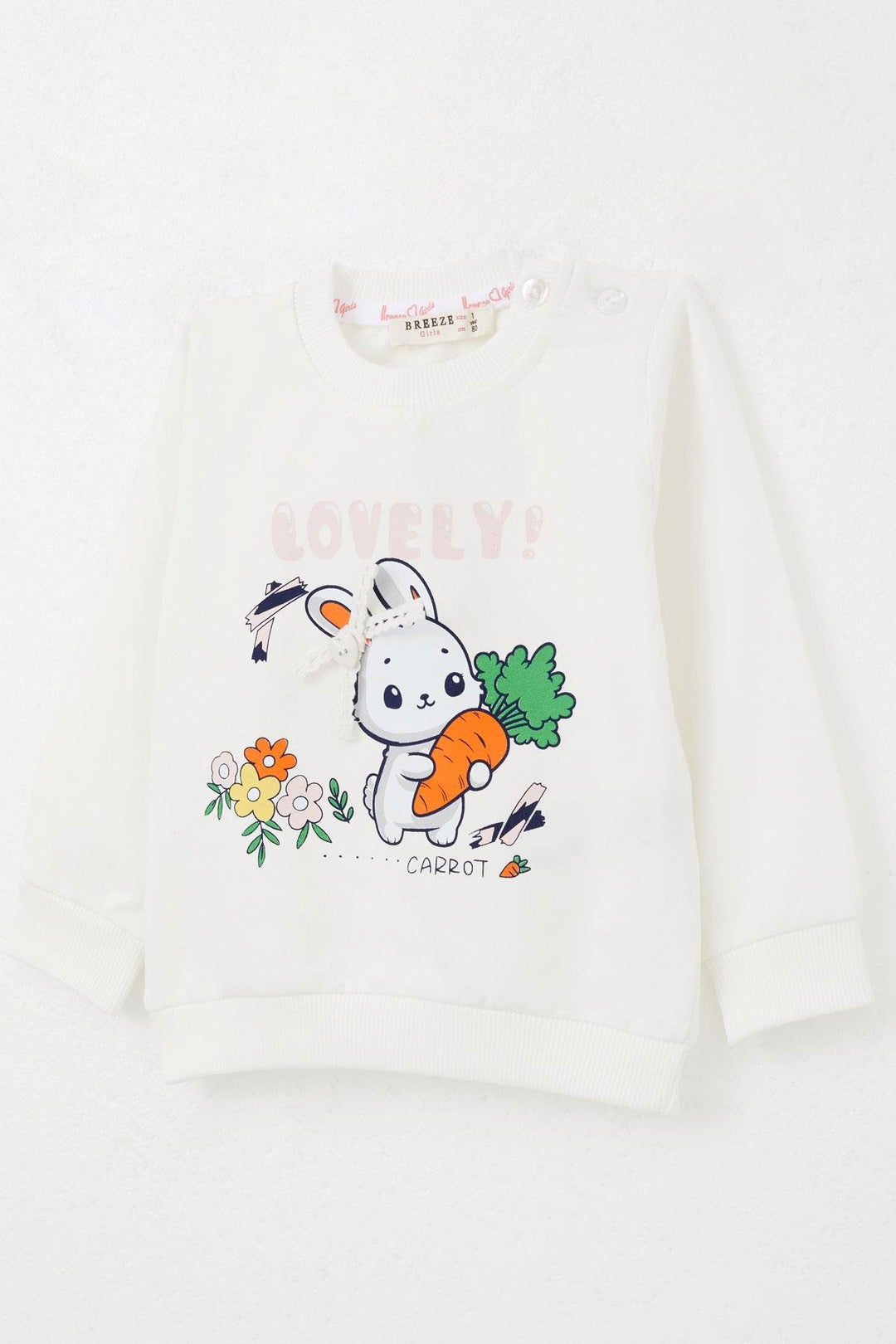 BRE Breeze Baby Girl Tracksuit Cute Carrot Bunny Printed 6 Months-2 Years, Ecru - Barreiro