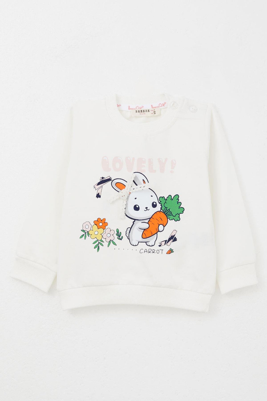 BRE Breeze Baby Girl Tracksuit Cute Carrot Bunny Printed 6 Months-2 Years, Ecru - Barreiro