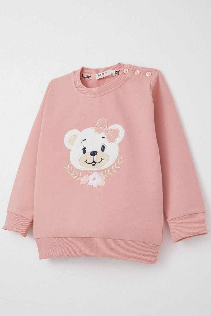 BRE Breeze Baby Girl Tracksuit Cute Bear Embroidered Floral 9 Months-3 Years, Pink - Donostia