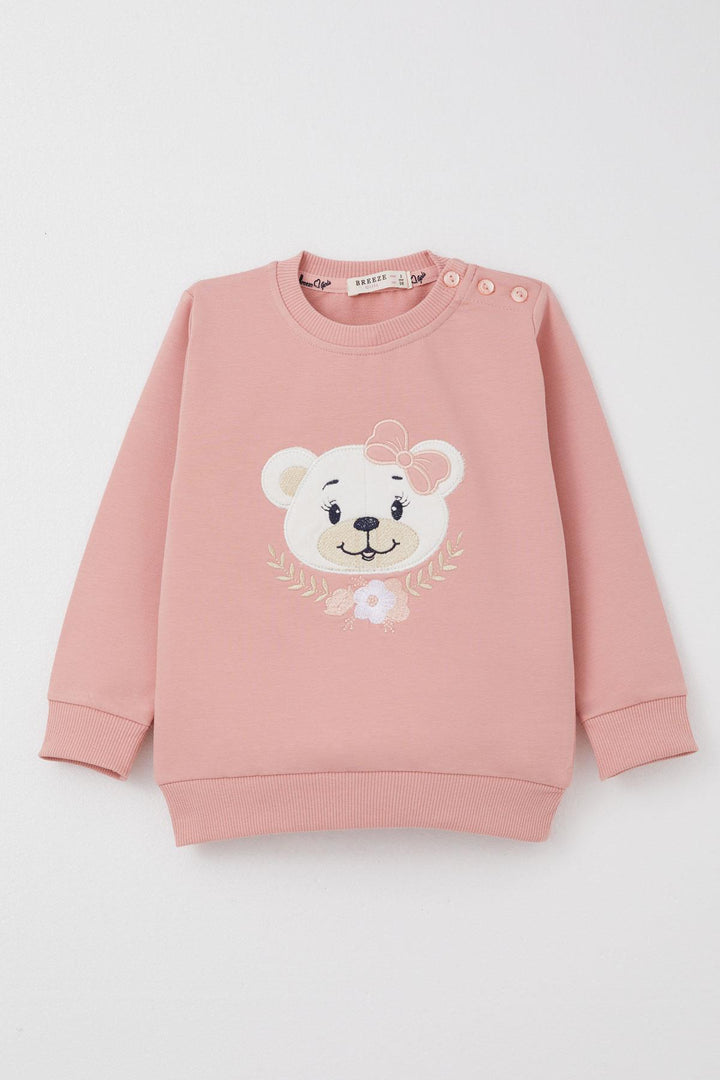 BRE Breeze Baby Girl Tracksuit Cute Bear Embroidered Floral 9 Months-3 Years, Pink - Donostia