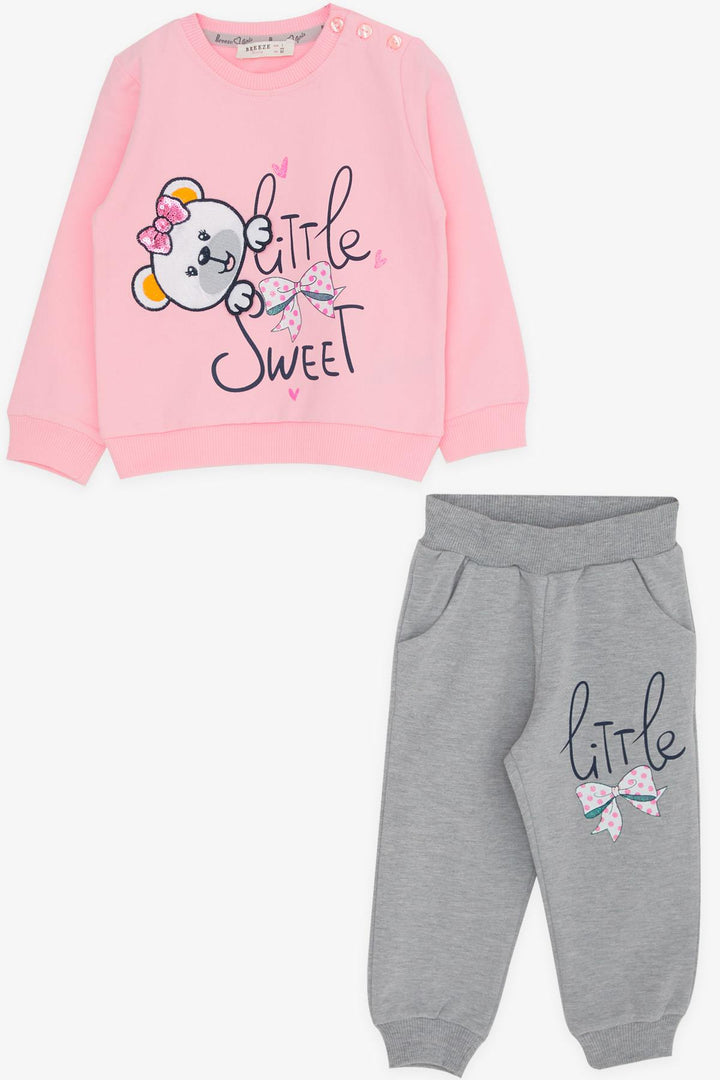 BRE Breeze Girl Child Tracksuit with Bear Embroidery 1-4 Years, Powder - Enschede
