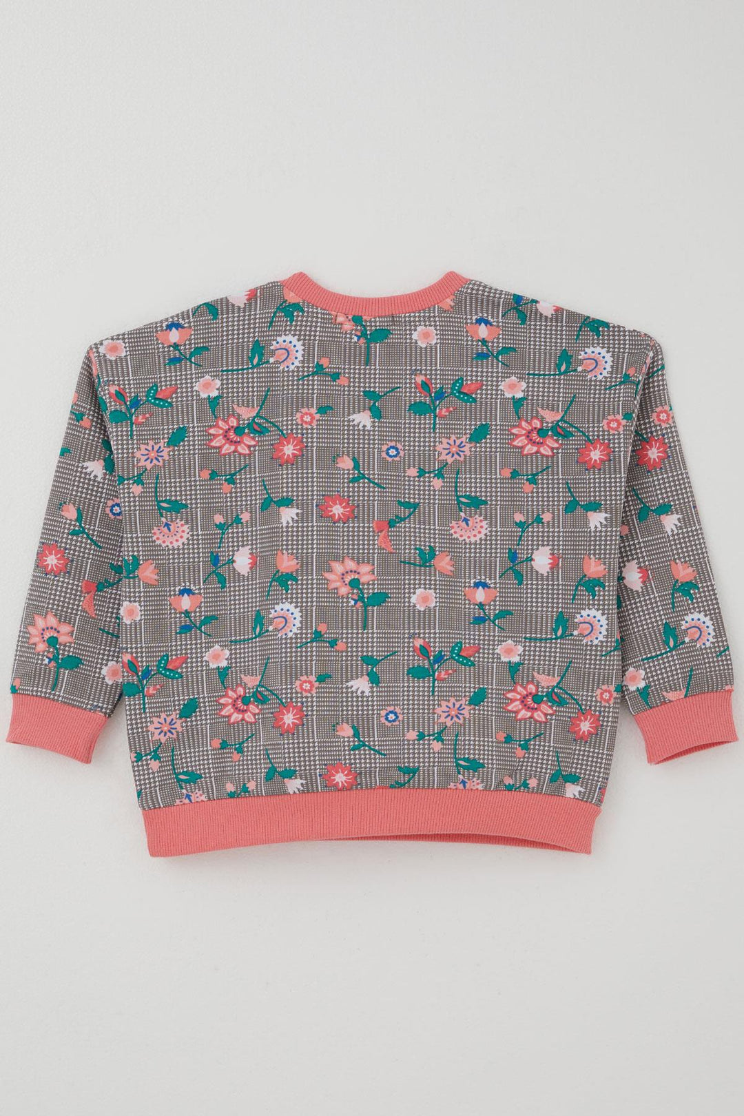 BRE Breeze Baby Girl Tracksuit Set Plaid Pattern Flower Garden 9 Months-3 Years, Mink - Lviv