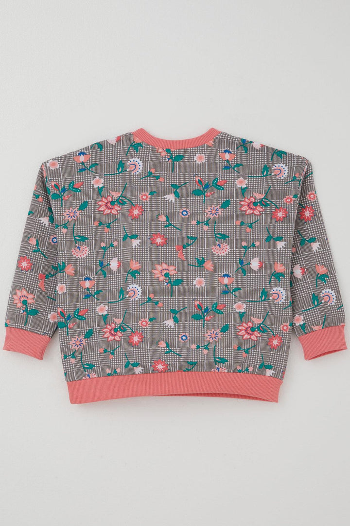 BRE Breeze Baby Girl Tracksuit Set Plaid Pattern Flower Garden 9 Months-3 Years, Mink - Lviv