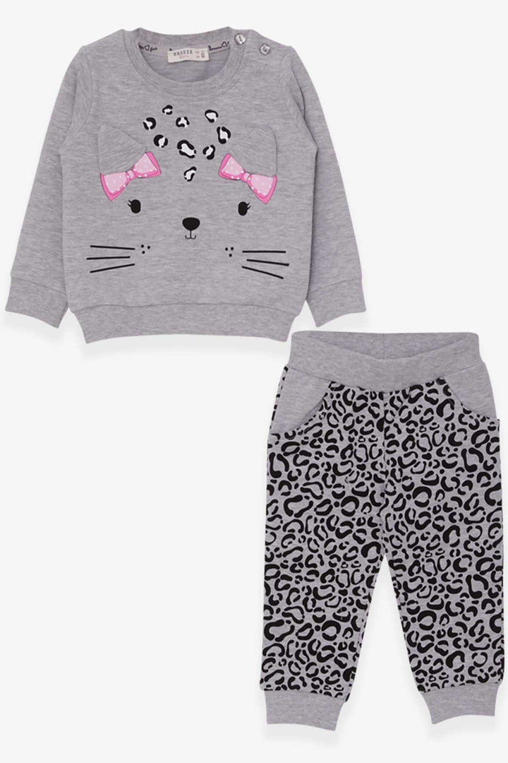 BRE Breeze Girl Baby Tracksuit Leopard 9 Months-3 Years, Gray Melange - Harrisburg
