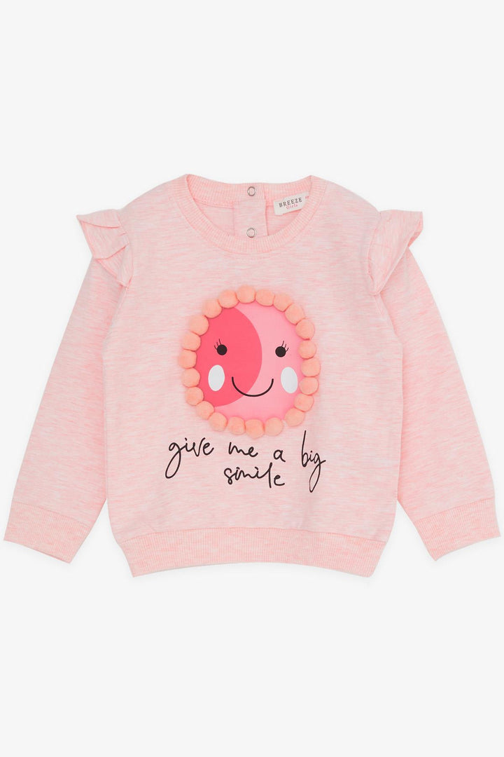BRE Breeze Girl's Tracksuit Set with Pom Pom Print 1.5-5 Years, Salmon Melange - Alhaurín de la Torre