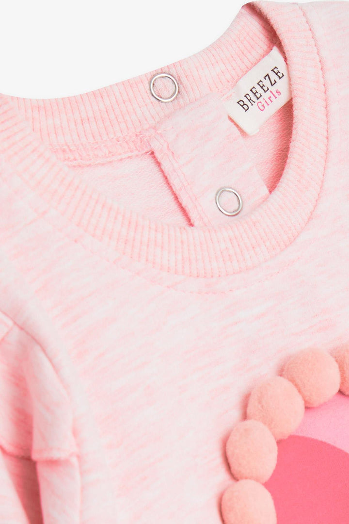 BRE Breeze Girl's Tracksuit Set with Pom Pom Print 1.5-5 Years, Salmon Melange - Alhaurín de la Torre