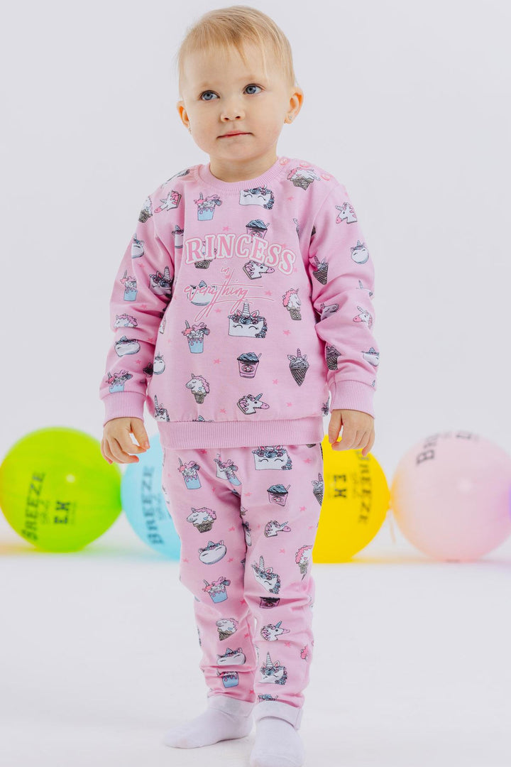 BRE Breeze Girl Baby Tracksuit Princess Dinosaur Patterned 9 Months-3 Years, Pink - Haverford
