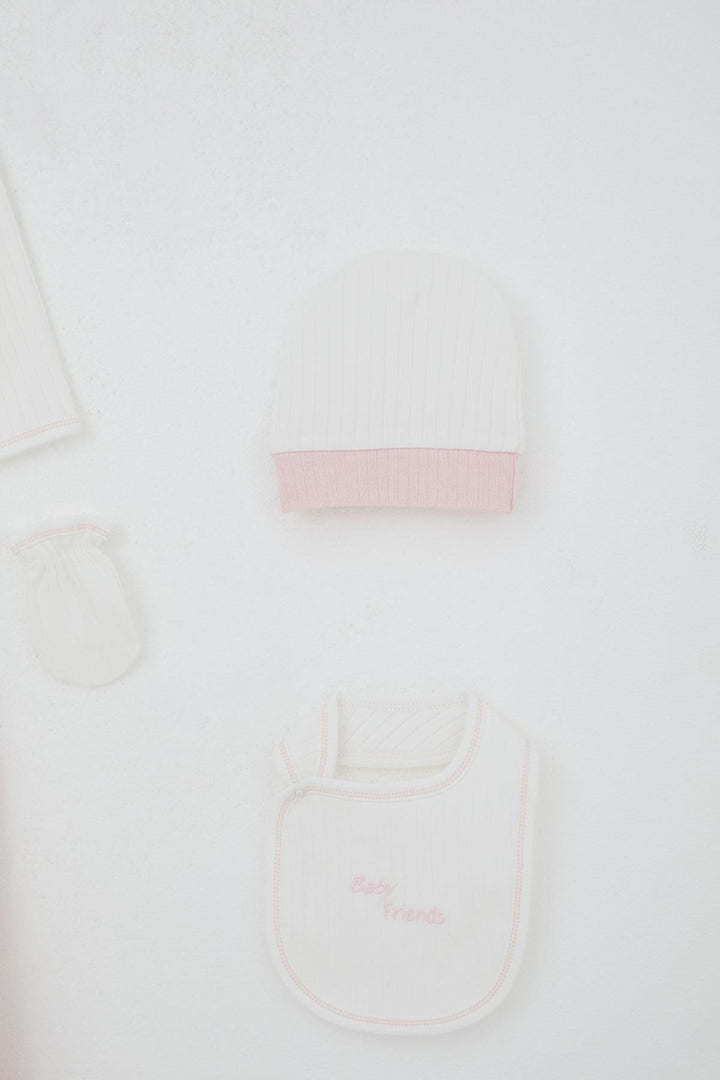 BRE Breeze Baby Girl Hospital Outfit 5 Piece Baby Bear Embroidered Heart 0-3 Months, White - Southfield