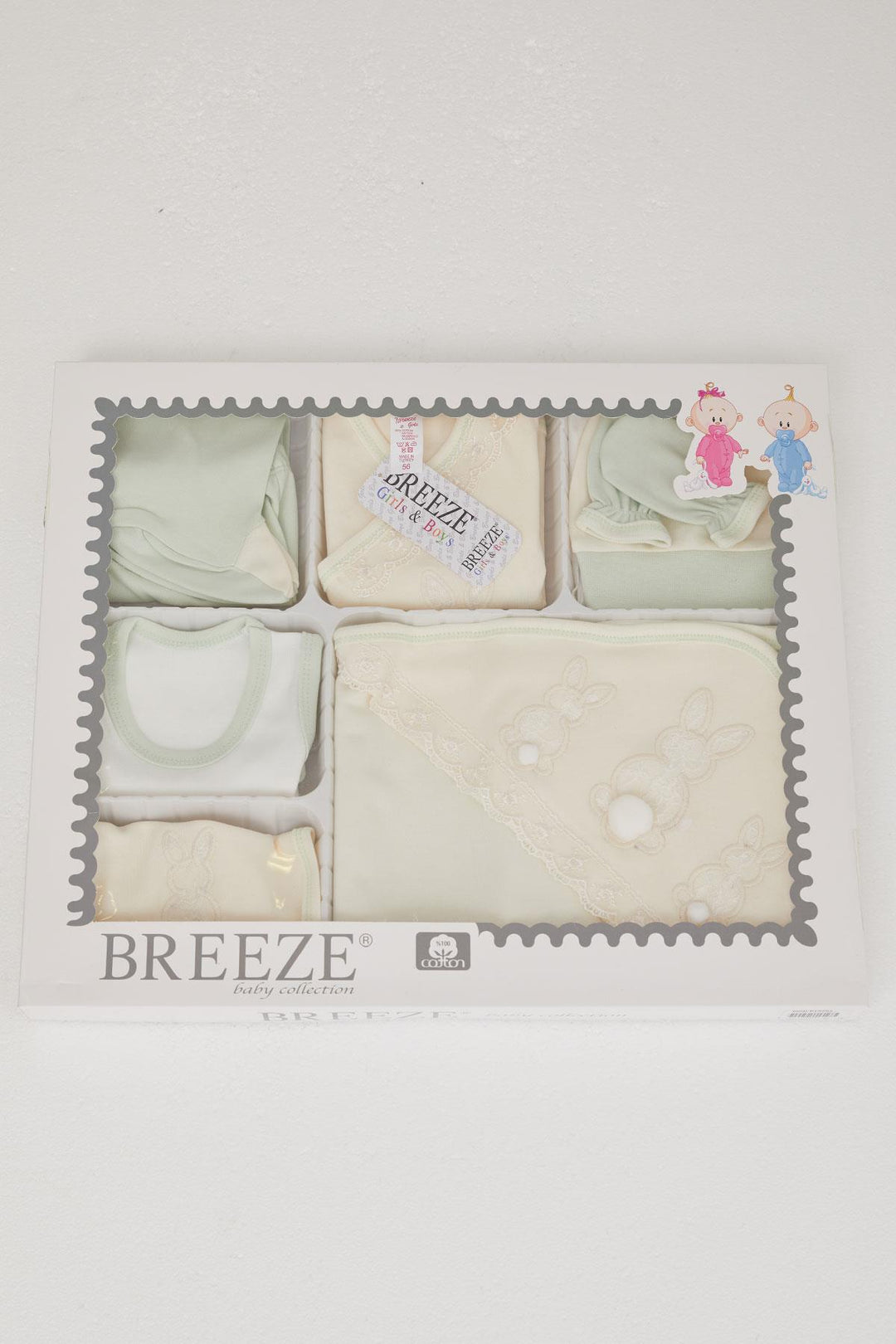 زي مستشفى BRE Breeze للفتيات الصغيرات 10 قطع مطرزة على شكل أرنب بوم بوم 0-3 أشهر، كريمي - سيارة حمراء